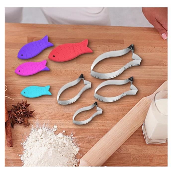 Moule Biscuits Poisson Emporte-pièce Poisson Rouge 25 Cavités - Acier Inoxydable - Pour Biscuits Miniatures - Taille 2x1,4cm Emporte Pièce Inox