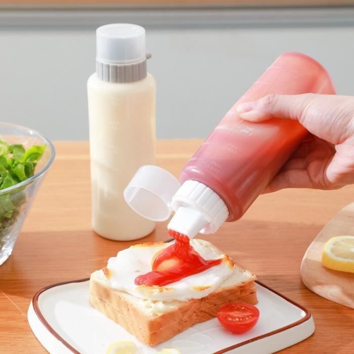 KITANDOVE Lot De 2 Bouteilles Souples Distributeur Miel & Sauce – 350 Ml Transparent – Étanchéité Parfaite, Rechargeables & Idéales Voyage