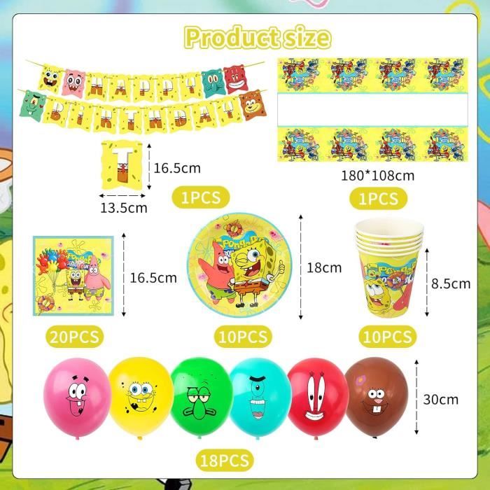 Kit De Decorations Bob L Eponger Pour 16 Personnes Gateau Non Inclus main image 0