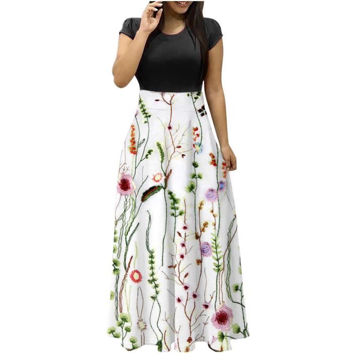 ROBE Femme - Bohème décontracté en coton imprimé pour la plage - Rose