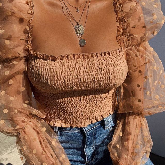 Chemise manche sales bouffante transparente