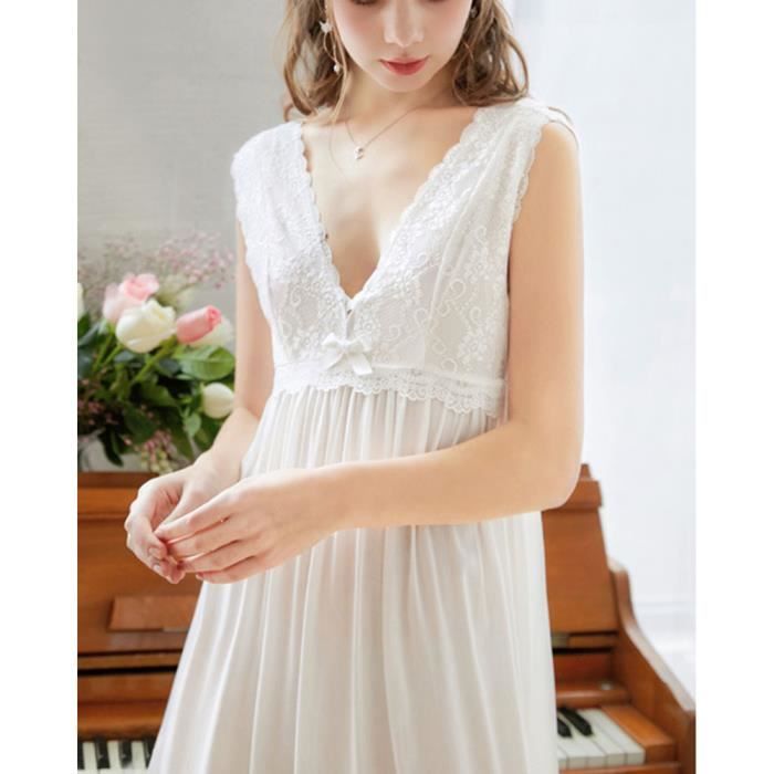 Chemise de best sale nuit dentelle blanche