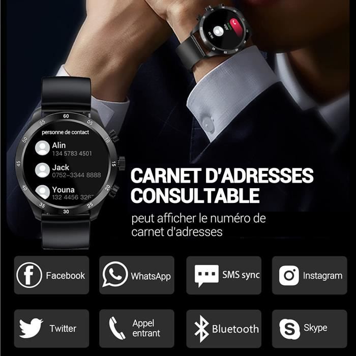 FMK Smartwatch : Montre Connectée pour Homme, avec 20 Modes Sport pour  Android et iOS
