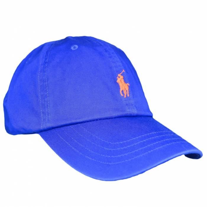 Casquette Ralph Lauren bleu royal logo orange pour homme Couleur