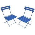 ERROLVES®Table de jardin pliante et 2 chaises pliantes-(Bleu foncé)-2