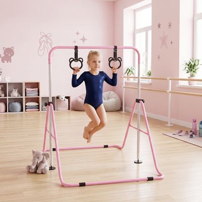 Jeu Sportif Enfant Intérieur Barre Gymnastique Enfant Kegoupdys - Pliable Réglable 115-155cm Avec Anneaux Barre Horizontale Pliable Jeu Sportif Enfant Intérieur Barre Gymnastique Enfant Kegoupdys - Pliable Réglable 115-155cm Avec Anneaux Barre Horizontale Pliable
