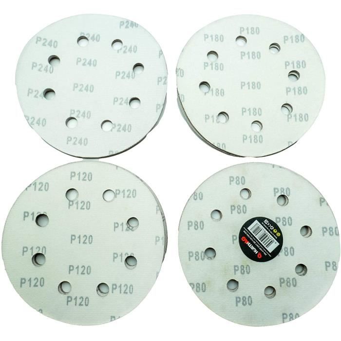 Lot 50 Disques Abrasifs 125mm Grain 800 - Pour Ponceuse Excentrique, Céramique, 8 Trous