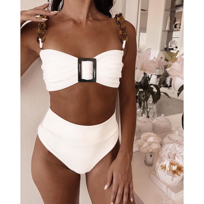 Maillot De Bain Maillot De Bain Blanc Sexy Bikini Taille Haute maillot-de-bain-maillot-de-bain-blanc-sexy-bikini-taille-haute