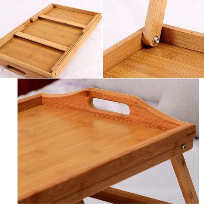 Relaxdays Plateau De Lit Bambou - Table Petit Déjeuner Pliable Avec Pieds