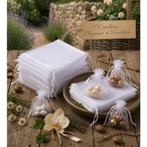 Lot De 24 Pochettes à Bijoux En Organza - Noir Et Argenté - Neufs Sans Emballage