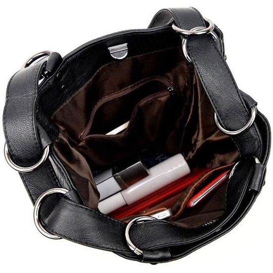 DEERWORD Femme Sacs portés Dos Petit Sacs portés Main Sacs bandoulière Fleuri Anti-vol Marque Faux Cuir Noir DEERWORD Femme Sacs portés Dos Petit Sacs portés Main Sacs bandoulière Fleuri Anti-vol Marque Faux Cuir Noir