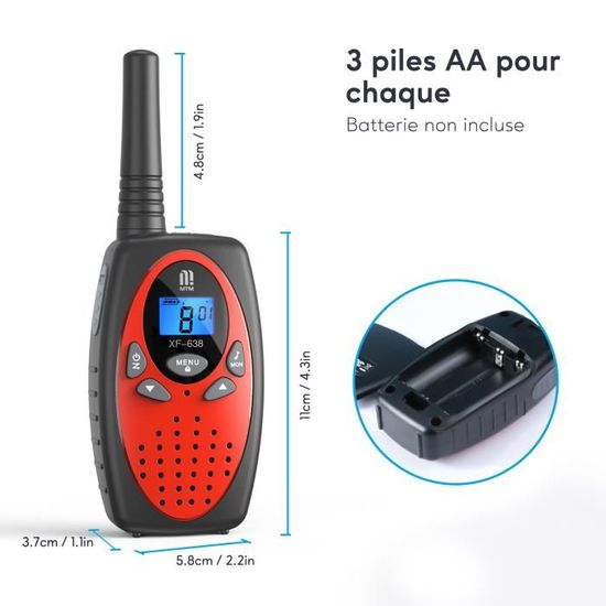 Monte Stivo ® Agent Talkie-Walkie pour Enfants Rouge Jouet Jeux Exterieur Garçon Fille à partir de 5 Ans Set Cadeau avec Boussole /& Badge