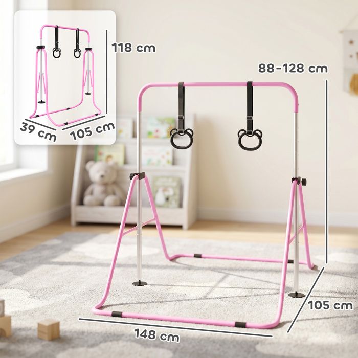 HUDORA Vario barre de gymnastique - barre réglable en hauteur à 7 positions pour enfants & adultes