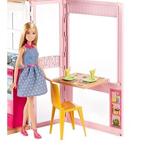 Barbie Mobilier coffret maison 2 étages et 4 pièces avec