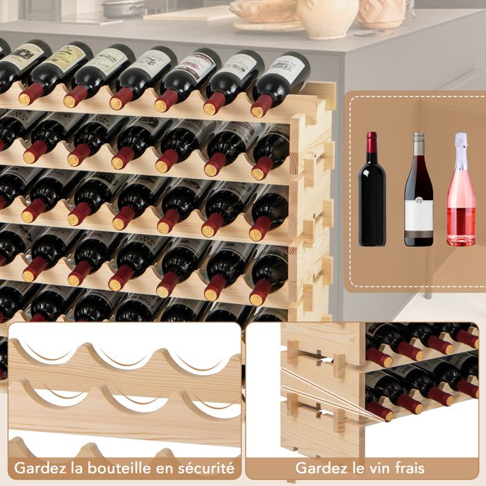 Casier De Rangement De Bouteille Casier à Vin Empilable 2 étages - 6 Bouteilles - Plastique Transparent Organisateur Frigo