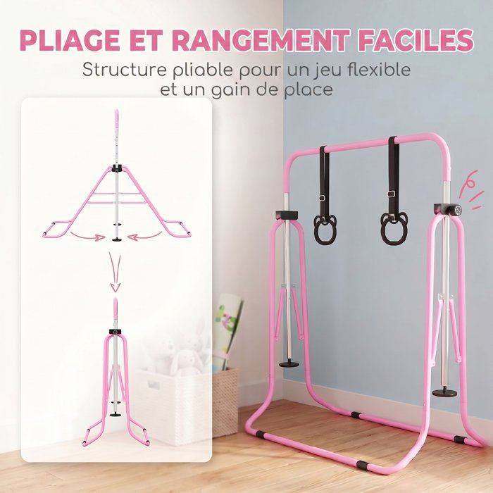 HUDORA Barre De Gymnastique Fabian Standard/Pro – Simple/Double – 4 Hauteurs Réglables (71,5–150 Cm) – Charge 100 Kg, Acier Inox, Extérieur