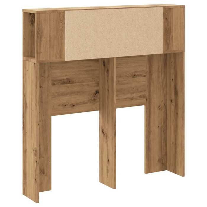 Tête De Lit Bibliothèque Avec Rangements En Bois Chêne - 180x18.5x102.5 Cm - 3 Niches, à Fixer Au Mur