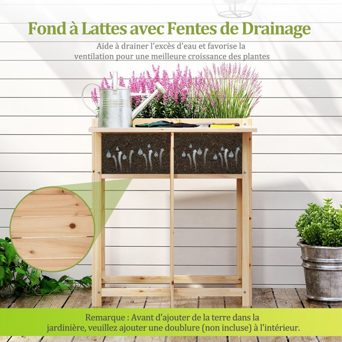 Lot De 2 Jardinières | Bac à Fleurs | Pot De Fleurs Avec Pieds Blanc Bois De Pin Massif855006 90649736