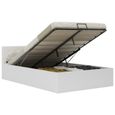 1317•Idéal•120x200 cm•Queen Size:Lit Coffre Cadre de lit à rangement hydraulique Double Design Confort Structure de lit Doux Blanc S-0