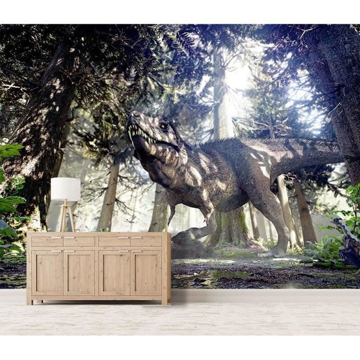 Papier Peint Panoramique 3D Forêt Réflexion - Autocollant Mural Amovible Romy