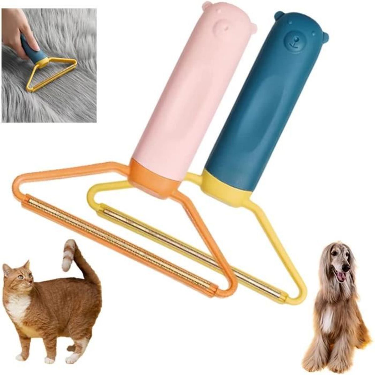 Leytn® Lot de 2 Brosse Anti Poils Animaux Chat Chien Brosse de Enlève Poils Réutilisable pour