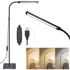 SERBASIC Lampadaire Flexible LED 3 Tons (3000-6500K) Dimmable 10 Niveaux,Col de Cygne 360° & Hauteur Réglable 140cm,USB pour Salon/Épilage