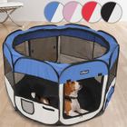 LEOPET Parc à Chiot | Pliable, Octogonal, Ø 125cm, Tissu, Intérieur/Extérieur, Bleu | Tente, Animaux, Enclos pour Chiot, Chien, Chat, Lapin