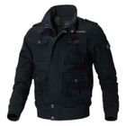 Blouson Homme uni en coton - MOBIGARLAN - Noir 2 - Veste Col standup - FBC167BBB