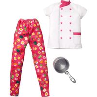 Tenue de Cuisiniere Barbie - BARBIE - Tablier Avec Pantalon Et Casserole - Blanc, rouge - Pour Enfant