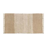 JULIE - Tapis déco en coton beige et blanc à franges 60x120cm