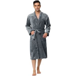 Hommes col châle Super Doux Wrap Ceinture Corail Robe de chambre en polaire à capuche SPA Peignoir Hommes col châle Super Doux Wrap Ceinture Corail Robe de chambre en polaire à capuche SPA Peignoir