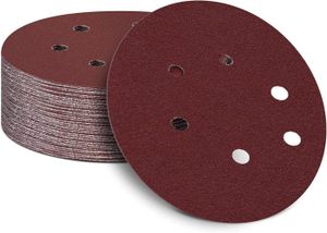 BANDE ABRASIVE Lot de 50 disques abrasifs de 150 mm pour ponceuse excentrique grain 40, papier abrasif de 150 mm, 6 trous, bandes.[Q852]