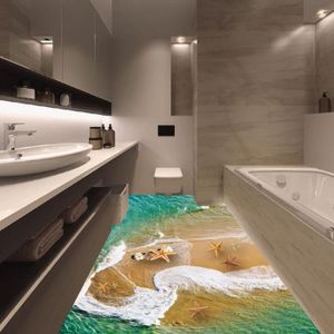 Zm272200 Plage Motif Sol 3d Wall Sticker Sol Peinture Auto Adhesif