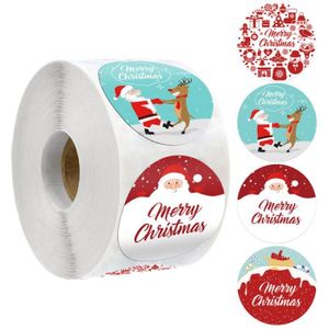 Étiquette de Noël,Rouleau d'Autocollants de Noël,Étiquettes Joyeux Noël  Adhésives,Gommettes Noël Ronds,Stickers de Père Noël(3.8cm) - Cdiscount  Maison