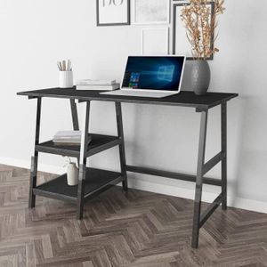 HOMYCASA Bureau /étag/ère de Rangement en Bois de ch/êne Blanc et m/étal