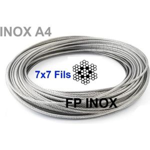 4 serre-câbles étrie SET 5m cable 6mm acier inox cordage torons 7x19 beaucoup de tailles disponibles