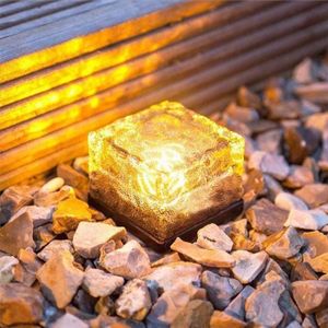 BALISE - BORNE SOLAIRE  LOOK-Lampe Cube Solaire Jardin Glace Jaune S Lumiè