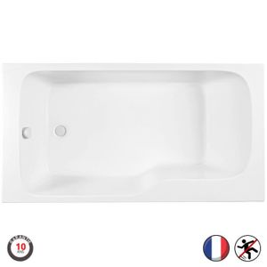 BAIGNOIRE - KIT BALNEO Baignoire bain douche JACOB DELAFON Malice - Blanc mat - 170 X 90 - version droite