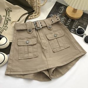 JUPE Mini jupe taille haute de style coréen pour femmes avec ceinture,culotte courte,streetwear Y2K,grandes poches,jupes [D368091638]