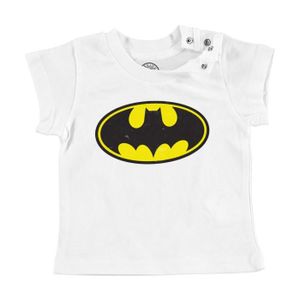 T-SHIRT T-shirt Bébé Manche Courte Blanc Batman Logo Super