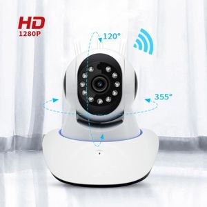 CAMÉRA IP Nouvelle caméra Wi-Fi sans fil HD Caméra de surveillance intérieure à domicile avec détecteur de mouvement de vision nocturne-Blanc