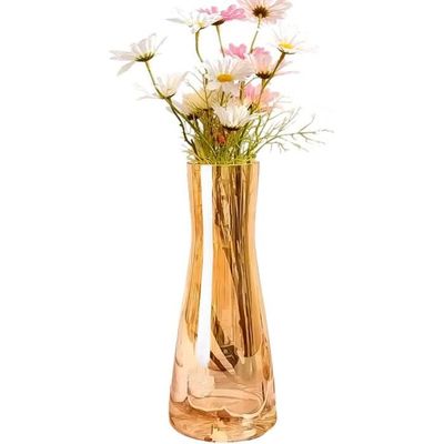 Vase à Fleurs En Verre Ambre 20cm - Vase Décoratif Transparent Pour Fleurs Séchées