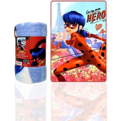 CTI 47737 Couverture Câline à Carreaux Miraculous Ladybug Jump, 125cm Largeur, 150cm Longueur, Rouge