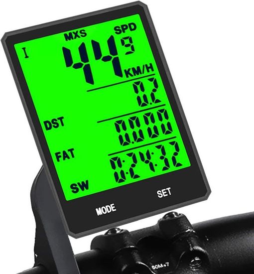 Ordinateur De Vélo LCD Sans Fil étanche - Compteur De Vitesse, Tachymètre, Kilométrage - Écran Noir 2,4"