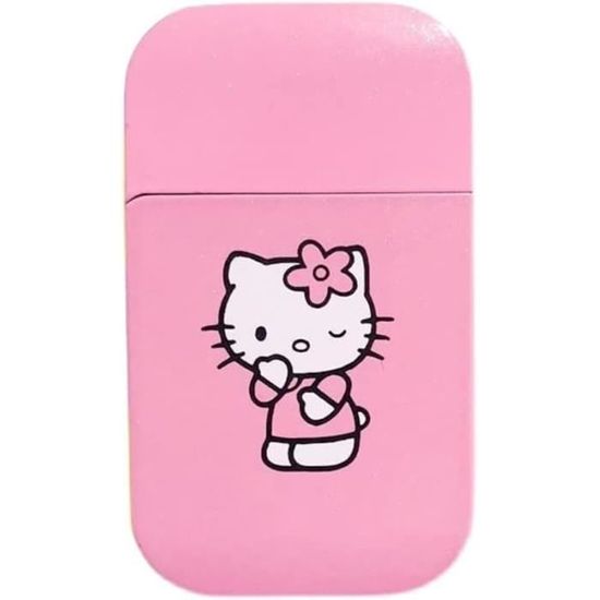 2023 Rose Glitter Hello Kitty Briquet, Briquet Réutilisable Coupe-Vent,  Mignon Briquet, Rechargeable Mignon Coupe-Vent Flamme Butane Briquet, Boîte
