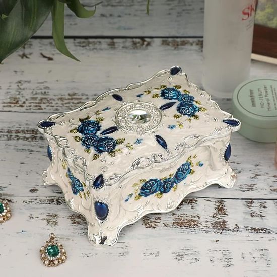 Boîte à Bijoux Vintage En Métal Ouvragé, Forme Cœur Sur Pieds - France