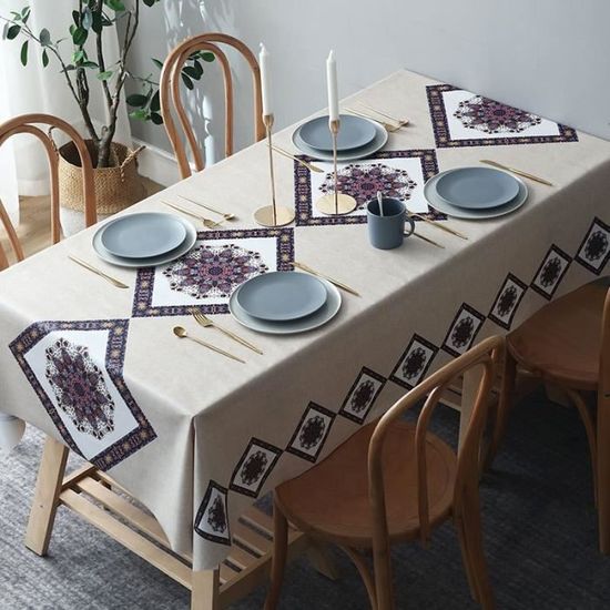 4 140x200cm -Nappe décorative rectangulaire épaisse en PVC, imperméable à l&#39huile, pour Table à manger de mariage, nappe de Table