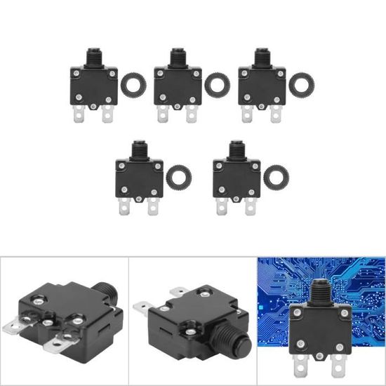 5 Disjoncteurs De Protection Compresseur Air 12A/15A/17A - Interrupteur Bouton Reset Anti-Surcharge