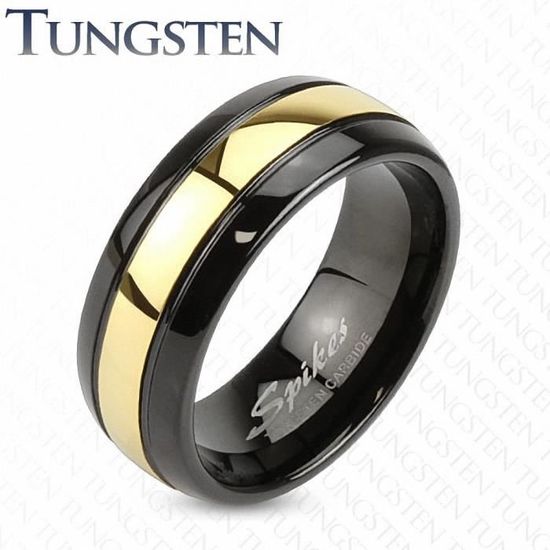 Bague tungstene homme noire et doree 67 Circonference 67.2 mm Achat Vente bague anneau Mixte Adulte Cdiscount