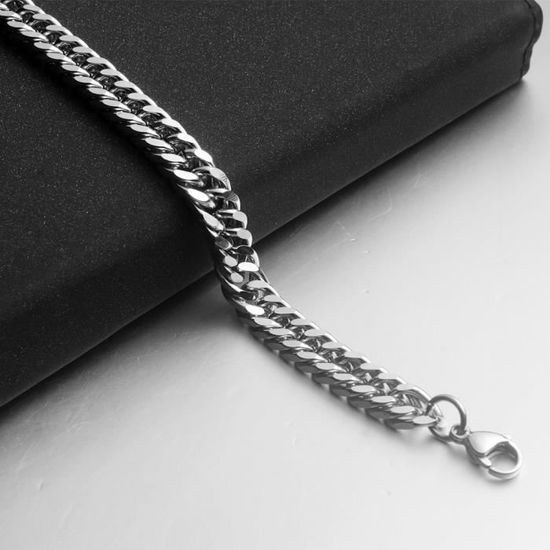 Bracelet Gourmette Ancien – Maille Métal Argenté – Pierre Labradorite